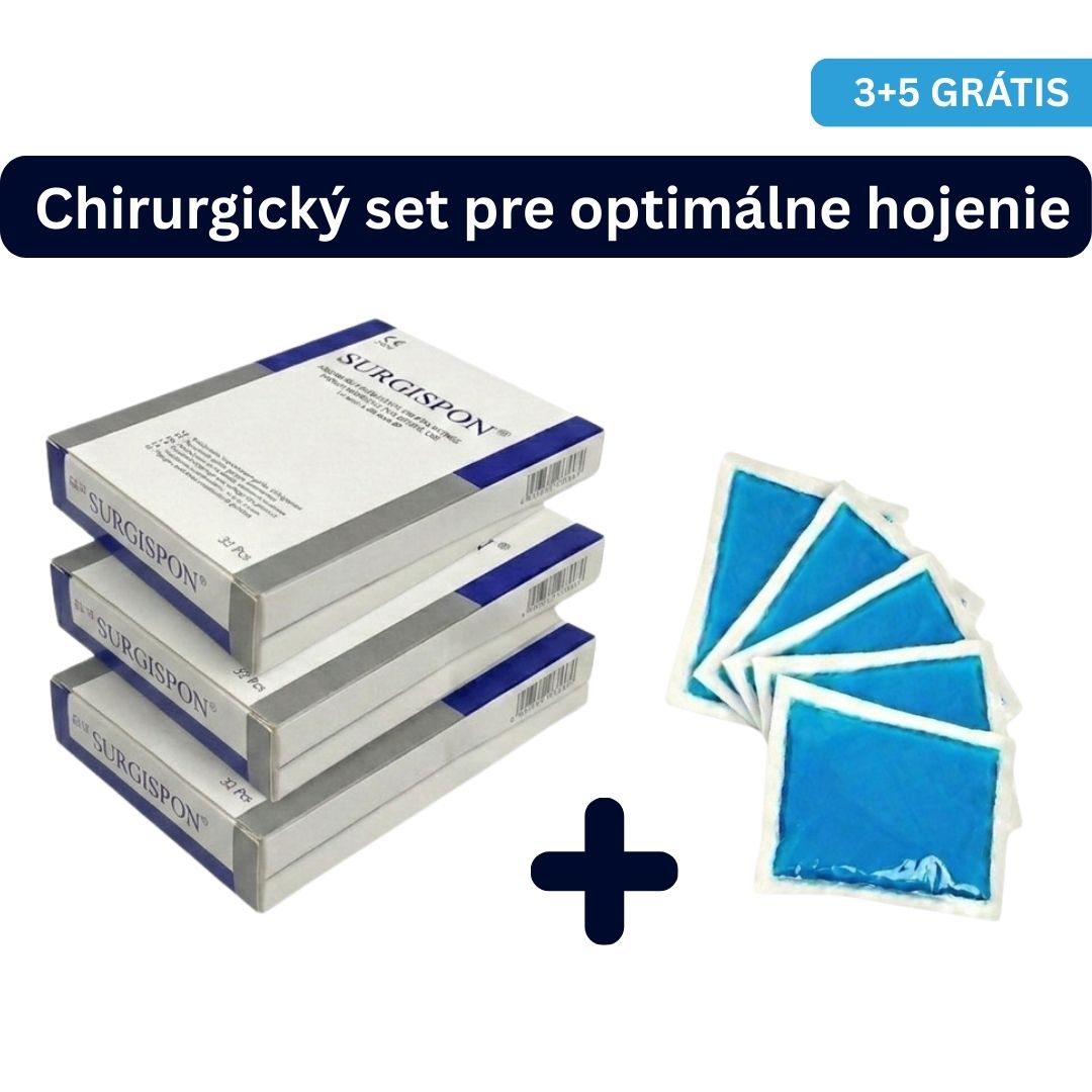 Akčný set 3+5: Surgispon hemostatická špongia a 5x chladivý gél zadarmo pre optimálne hojenie.